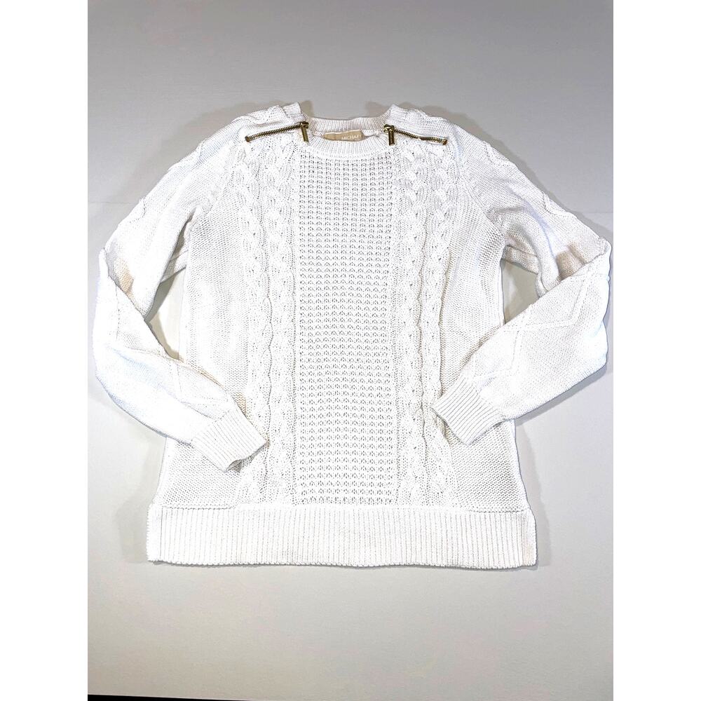 Michael Kors Sweater Size S White Cable Knit Detail